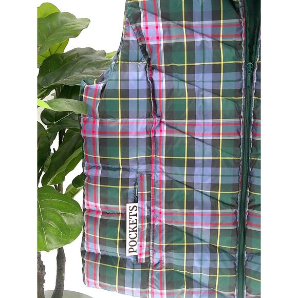 Lands' EndWomen's Size XL Multicolor Plaid Quilted Zip Up Puffer Vest Jacket - Picture 2 of 7